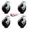 Service Caster 6 Inch Phenolic Swivel Caster Set with Roller Bearings and Brakes SCC SCC-20S620-PHR-TLB-4 - alternate 2